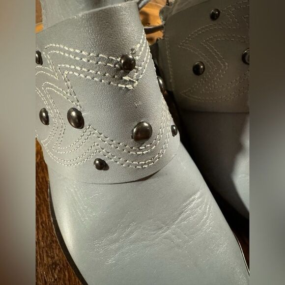 Free People Rory Blue Leather Studded Lace-Up Ankle Boot Bootie Size EU 38 - Picture 3 of 7